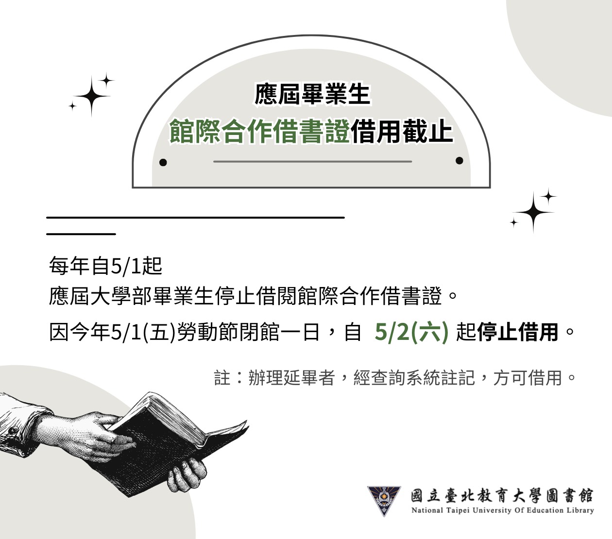 應屆畢業生停止借用館際合作證
